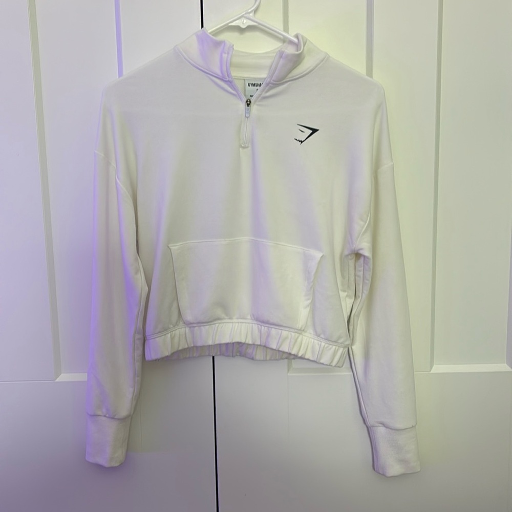 GYMSHARK white quarter zip - size small